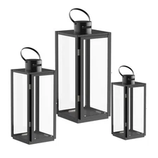 Stainless Decorative Candle Lantern Set of 3, Hanging Decor Hurricane Lantern...