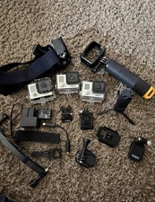 GoPro Hero 3 Cameras (3) & Accessories - Selfie Stick/Head Mount/Batteries