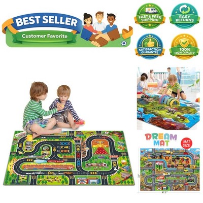 Kids Toy Dream Mat Racetrack Activity Playmat, Ideal Fun Carpet Racing Map fo...