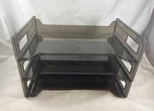 Rogers Paper Trays Set of 3 Smoky Acrylic Desk Office Organizer 2551 Vintage