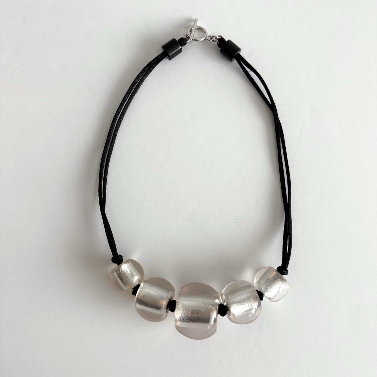 Chunky Statement Silver Foiled & Clear Beaded Nec… - image 3