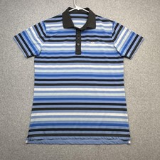 G/FORE Vista Polo Shirt Mens Medium Blue Stripe Golf Performance Stretch Tech