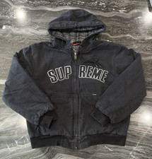 Supreme Logo Full Zip Hooded Fleece Hoodie Me...