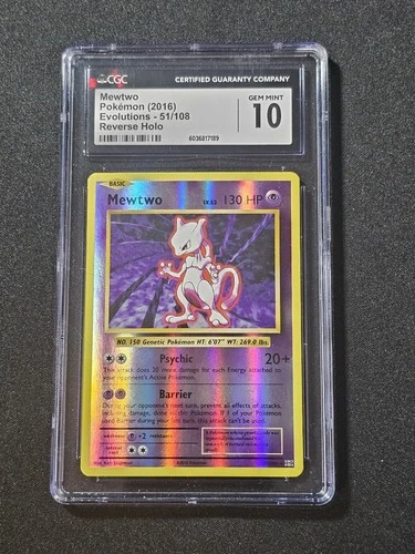 Mewtwo Reverse Holo Evolutions 51/108 CGC 10