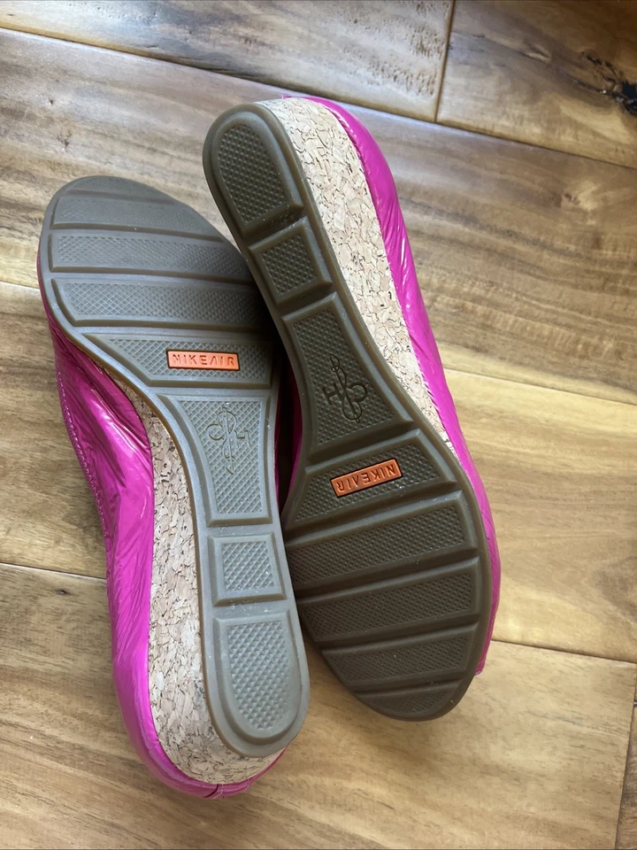 COLE HAAN-Tali Air-Peep Toe Ballet Wedge-Rosa Caliente Talla 8AA Charol Foto 3 de 4