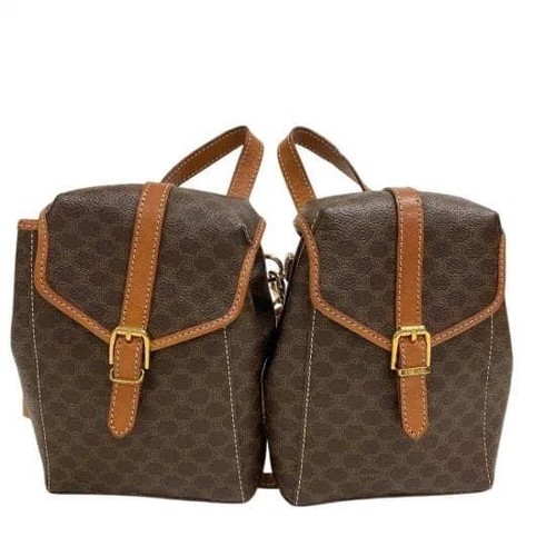 Celine Macadam Double Backpack Rucksack Brown Leather