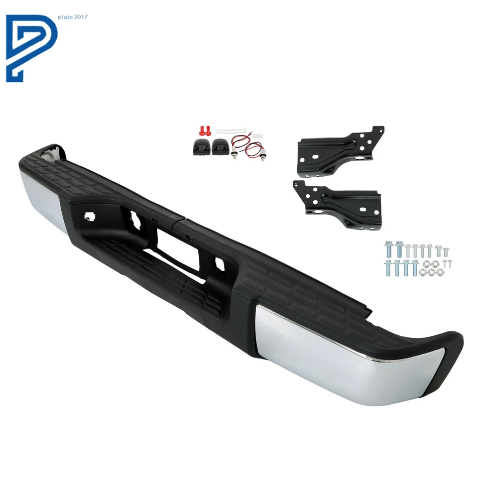 Chrome Rear Bumper Assembly For Chevy Silverado GMC Sierra 1500 2007-2013 2012 - Image 4 of 4