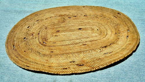 1910 WA NW COAST NATIVE AMER "MAKAH" NOOTKA FLAT OVAL 8" x 10 1/2" BASKETRY TRAY - Picture 5 of 12