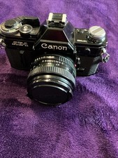 Black Canon AE-1 35mm SLR Film Camera W/ 50mm FD Film Tested Working Great