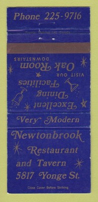 Matchbook Cover - Newtonbrook Restaurant Tavern Toronto ON WEAR 30 Strike