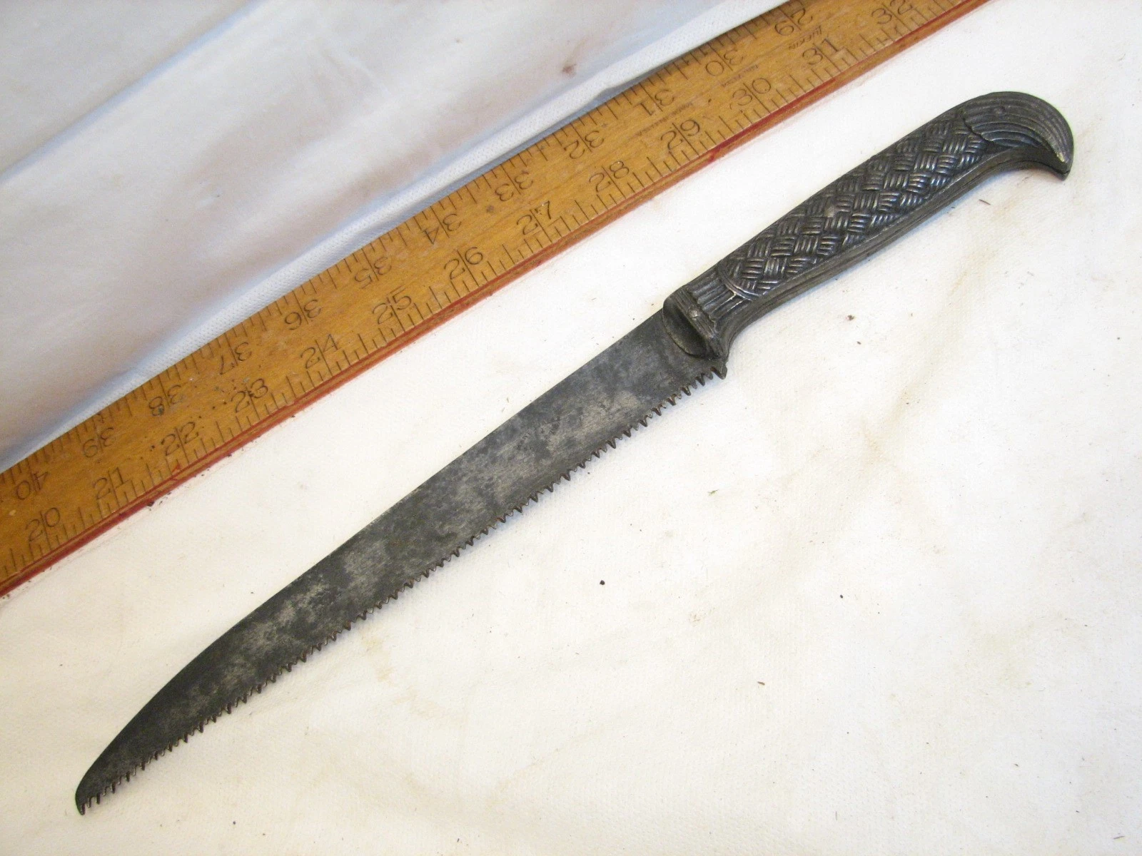 Antique French Serrated Knife Surgical Saw Maneuvrier Patented Ornate Handle