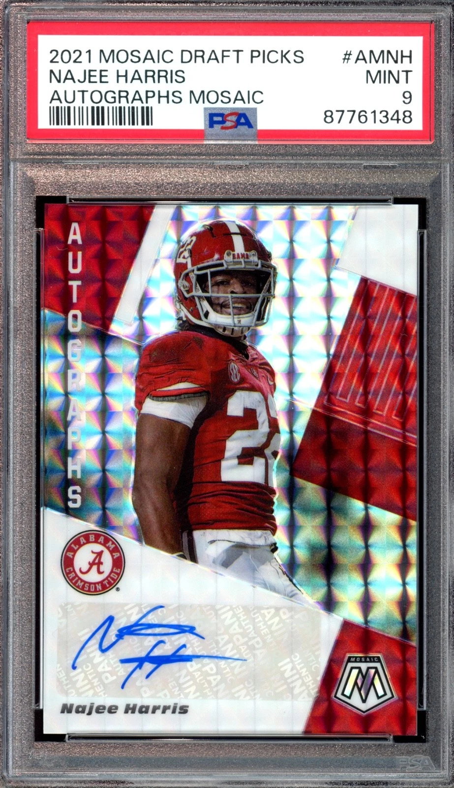 Najee Harris Panini Mosaic Draft Picks Autographs Mosaic #AMNH Base