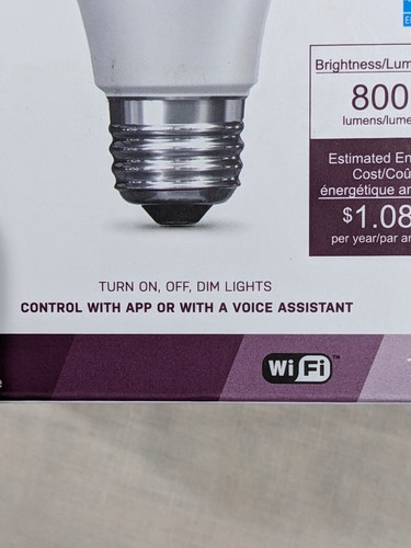 Feit Electric OM60/950CA/AG 120V 9W 5000K 800 Lumens Smart Wi-Fi LED Bulb Alexa - Picture 8 of 8
