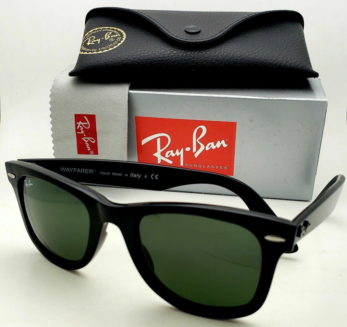 New Ray-Ban Sunglasses RB4340 601 50-22 WAYFARER Black Frames Grey