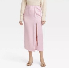 A New Day A-Line Midi Slip Skirt with Slit size M medium - Light Pink - NEW