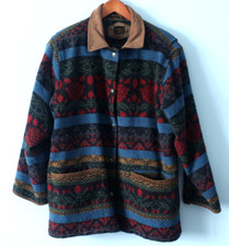 Vintage Woolrich Roses Aztec Wool Blanket Coat Jacket Women SZ M/L Made in USA