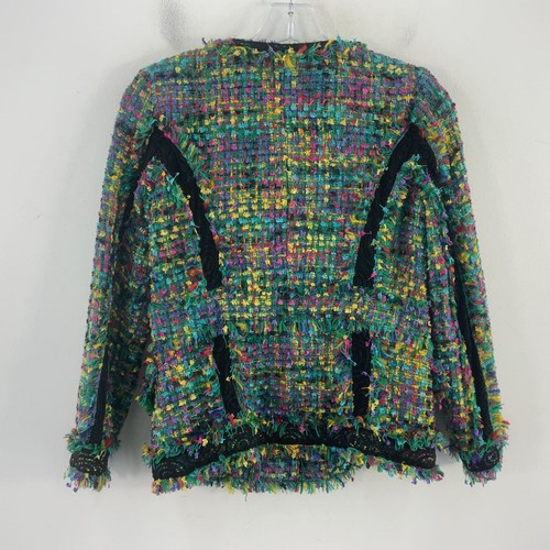 Berek Petite Women’s XS Green Multicolor Tweed Button-Up Jacket Poly Preowned - Picture 2 of 4