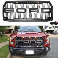 Raptor Style Front  Grille  Grill for 2015 - 2017 FORD F150 w/Letters/LED Lights