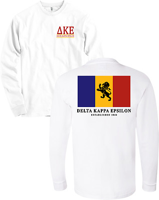 Delta Kappa Epsilon Fraternity Flag Bella + Canvas Long Sleeve Deke Shirt NEW