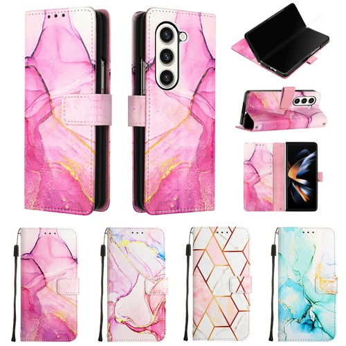 For Samsung Galaxy Z Fold5 Marble Pattern Leather Wallet Crossbody Case Cover