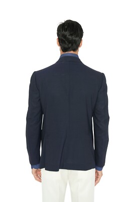$5500 ISAIA NAPOLI Blue Navy Hand Sewn Double Breasted Jacket