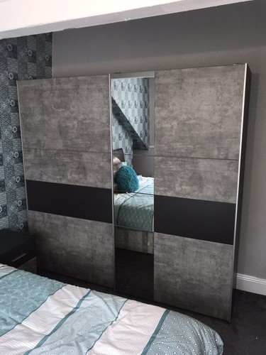 Rauch Korbach Metallic Grey Stone Grey 218CM 2 Sliding Door Wardrobe - Picture 6 of 9