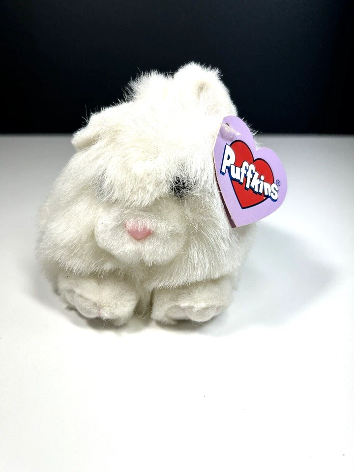 Puffkins Paws Swibco Fluffy White Kitty Cat Beanie 5'' With Original Tag 1997 - Image 2 of 4