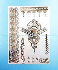 Henna lace boho metallic gold bling flash temporary tattooarm finger