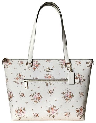 💚 COACH Gallery Tote Rose Bouquet Print Handbag Purse Spring Shoulder