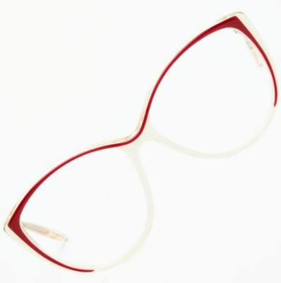 GRASSET ANNA 54 Red/White Butterfly Frame Glasses Vintage 80s Women