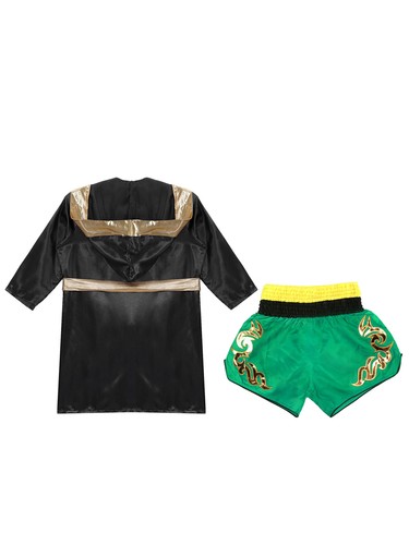 Kids Boys Robe+Shorts Side Split Costume Stage Performance Boxing Outfit Soft - Picture 8 of 87