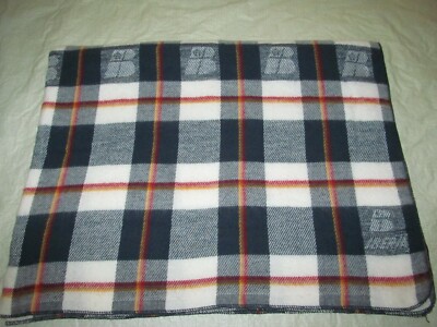 vintage IBERIA AIRLINE SPAIN plaid cabin blanket logo PADUANA travel couch throw