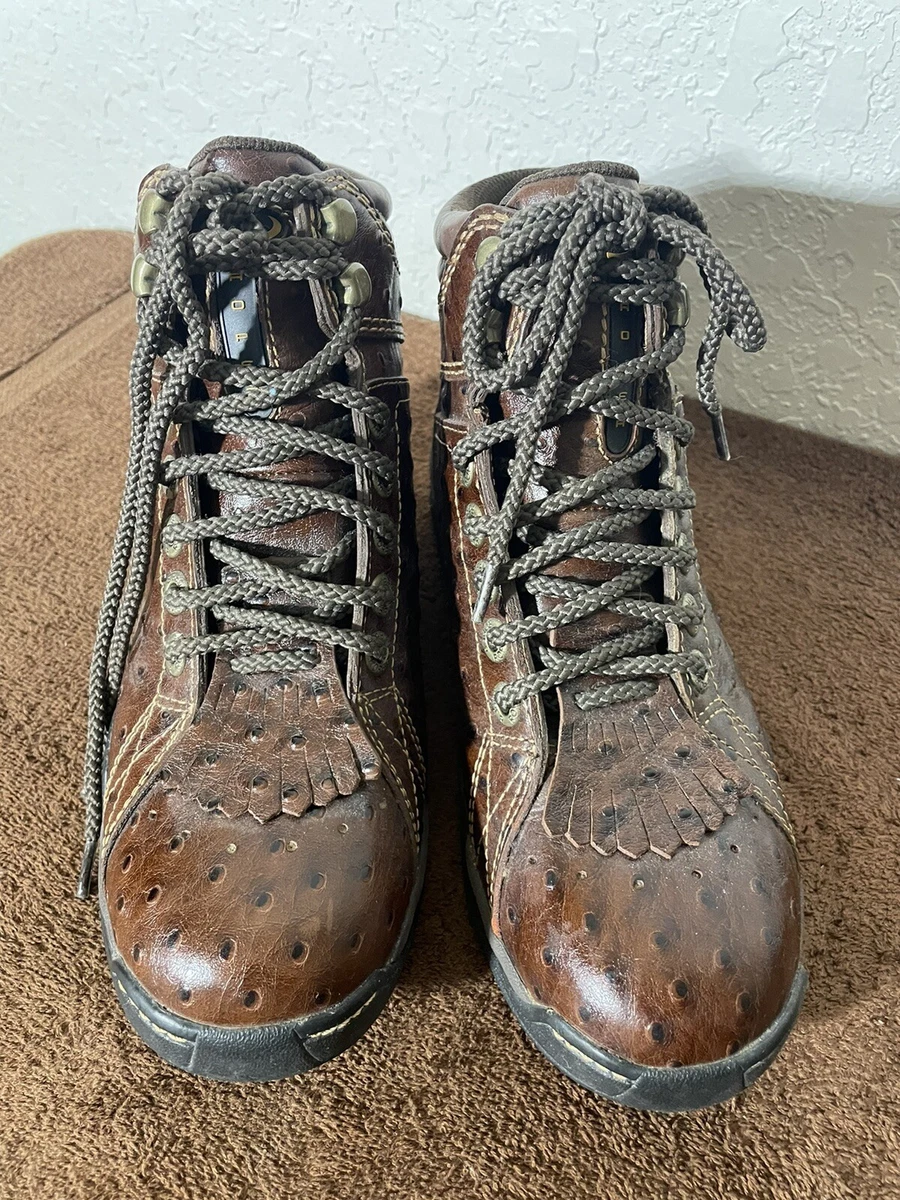 Ostrich lace up boots cheap