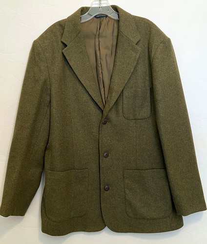 Gap VTG Shetland Blazer Wool Blend 3 Button Single Breasted Green Sport Coat L - Picture 3 of 11