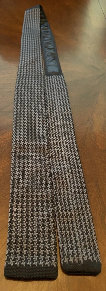 Corbata de cuello Birmania Bibas negra gris tejida pata de gallo para hombre  Foto 3 de 4