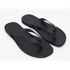 Men's Flip-Flops with Leather Upper and Insole and Rubber Sole for Pool and Sea
