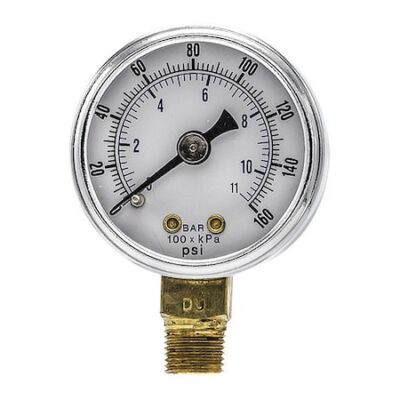 Pic Gauges 101D-158F Industrial Pressure Gauge, 0 To 160 Psi, 1 1/2 In Dial,
