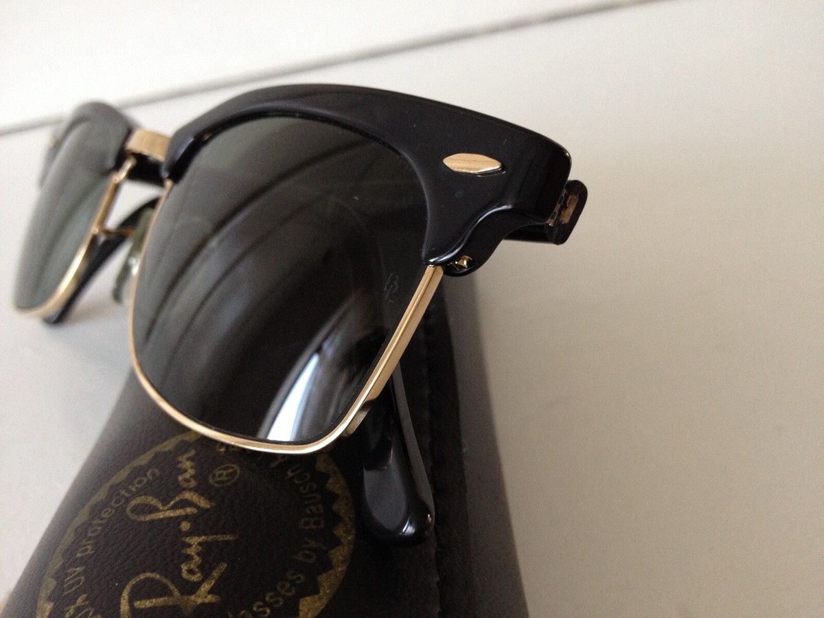 EXC VTG *W1481* B&L RAY BAN USA BLACK/GOLD CLUBMASTER SQUARE EXC VTG *W1481* B&L RAY BAN USA BLACK/GOLD CLUBMASTER SQUARE