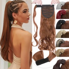 Brown Curly Ponytail Clip in Hair Extension Synthetic Hairpiece As Human Hair US