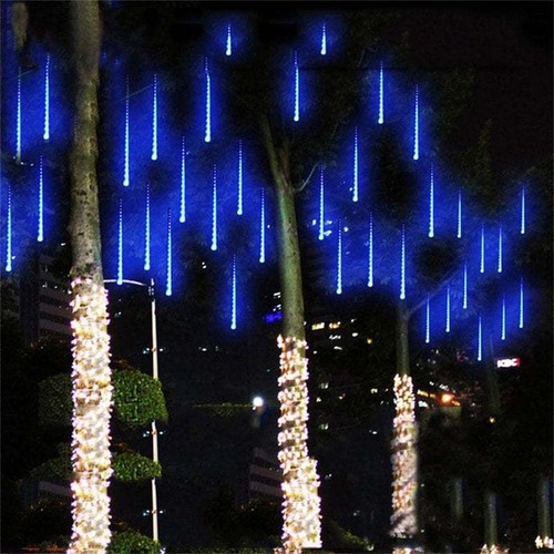 50cm 256 LED Meteor Duschleuchten Regen 8 Röhren Fee Schnur Schneefall Weihnachten - Bild 2 von 7