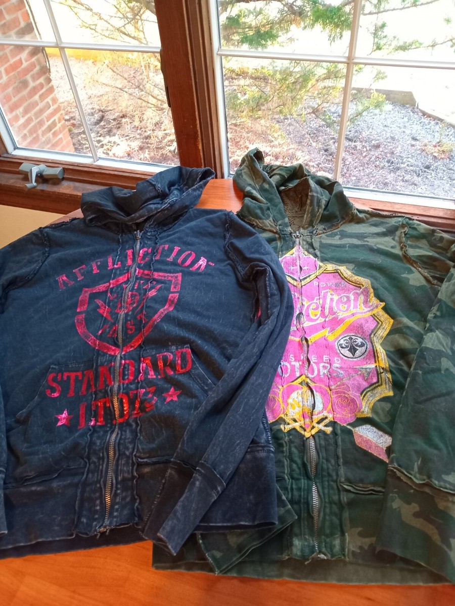 Vintage Womens Affliction Full Zip Reversible? Hoodie Size PAIR