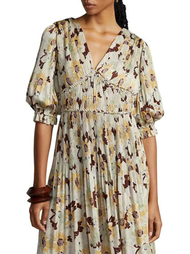 Polo Ralph Lauren Spring Buttercup Floral Plisse Maxi Dress Size 6 $698 - Picture 3 of 4