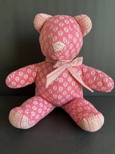 Pierre Deux French Country 11” Seated Stuffed Teddy Bear Pink Green EUC
