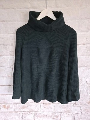 Massimo Dutti Damen Pullover Oberteil Strickpullover Gr. L Dunkelgrün 