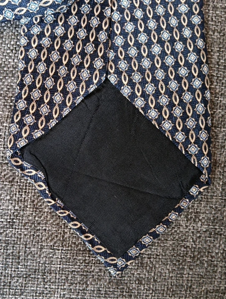 Corbata de Vestir Años 70 80 90 Y2K Nueva De Colección Stock Honores Azul Beige 4 Ancho 59 Largo Foto 4 de 4