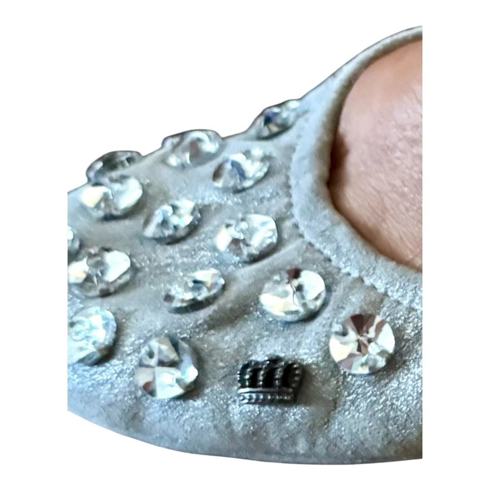 Juicy Couture Plateado Polvo Metálico Gamuza Ballet Pisos Y2K Talla 10 Usado en Excelente Condición Foto 2 de 4