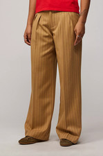 Urban Outfitters Camel Pinstripe Low Rise Trousers Size XS RRP: £55.00