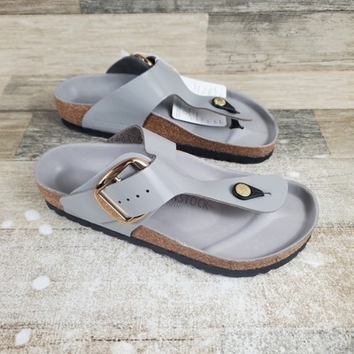 Birkenstock Gizeh Big Buckle Sandals Womens Sz 5 EU 36 High Shine Stone Coin