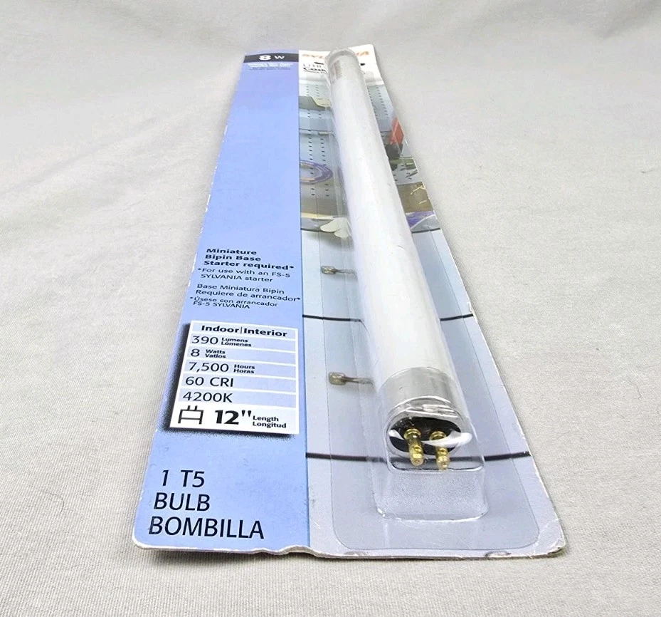 Sylvania F8T5CW 8W Cool White Fluorescent Tube 12" Light Bulb 4200K 390 Lumens - Image 3 of 4