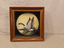 VTG JOSEPH WHIPPLE 8x8 GOOSE SCULPTURE PAINTING 3D RELIEF DIORAMA SHADOWBOX JQ 5